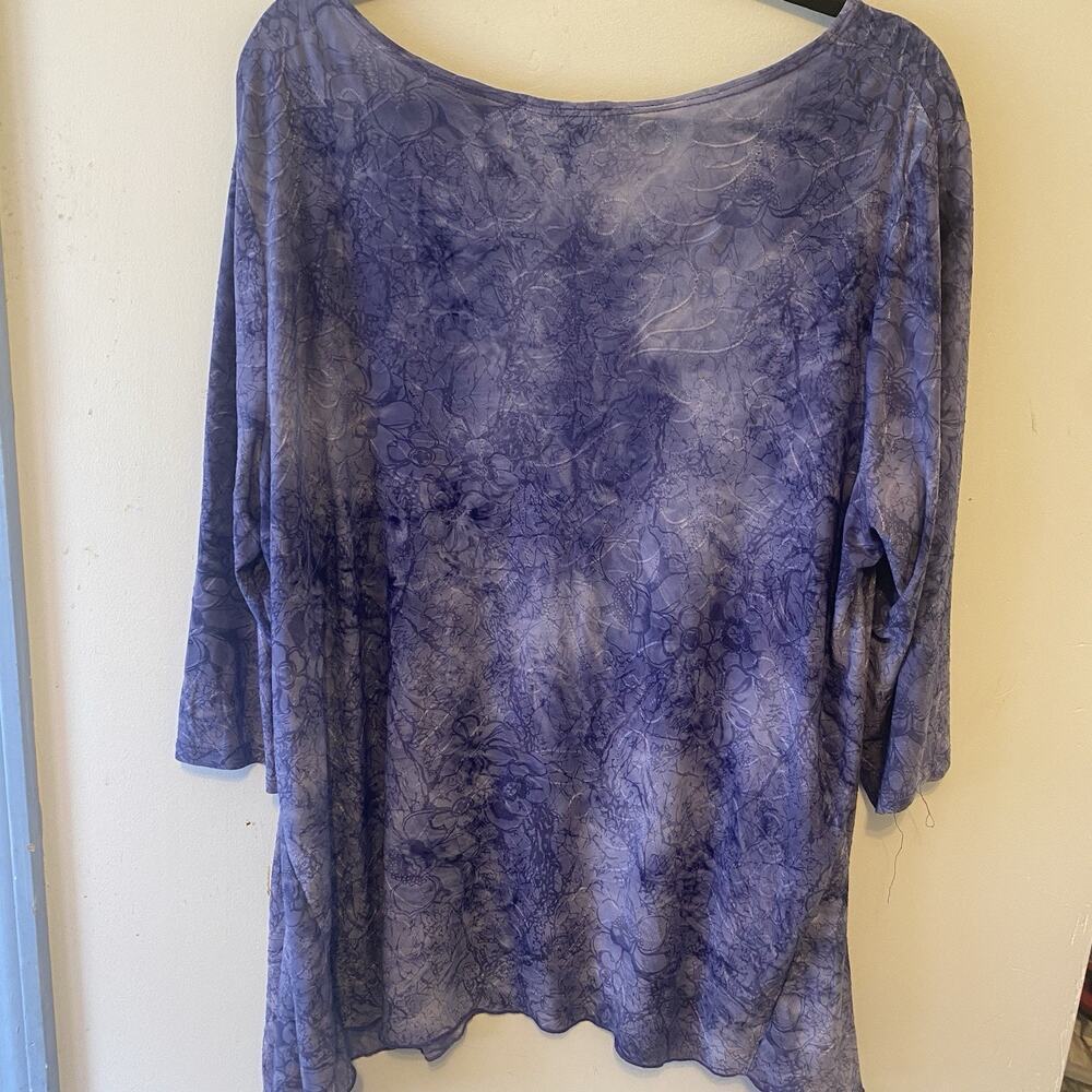 CB Established 1962 Womens 2X Blouse Top Purple Floral Asymmetrical Whimsy Artsy - Picture 10 of 10